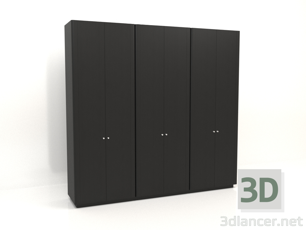 modello 3D Armadio MW 04 legno (3000x600x2850, legno nero) - anteprima