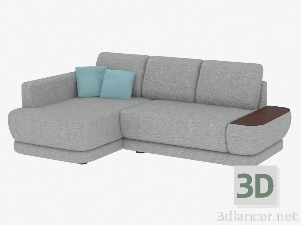 modèle 3D Canapé d'angle pour trois personnes avec lit - preview