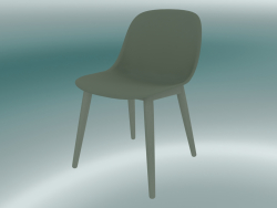 Chaise en fibre avec base en bois (Dusty Green)