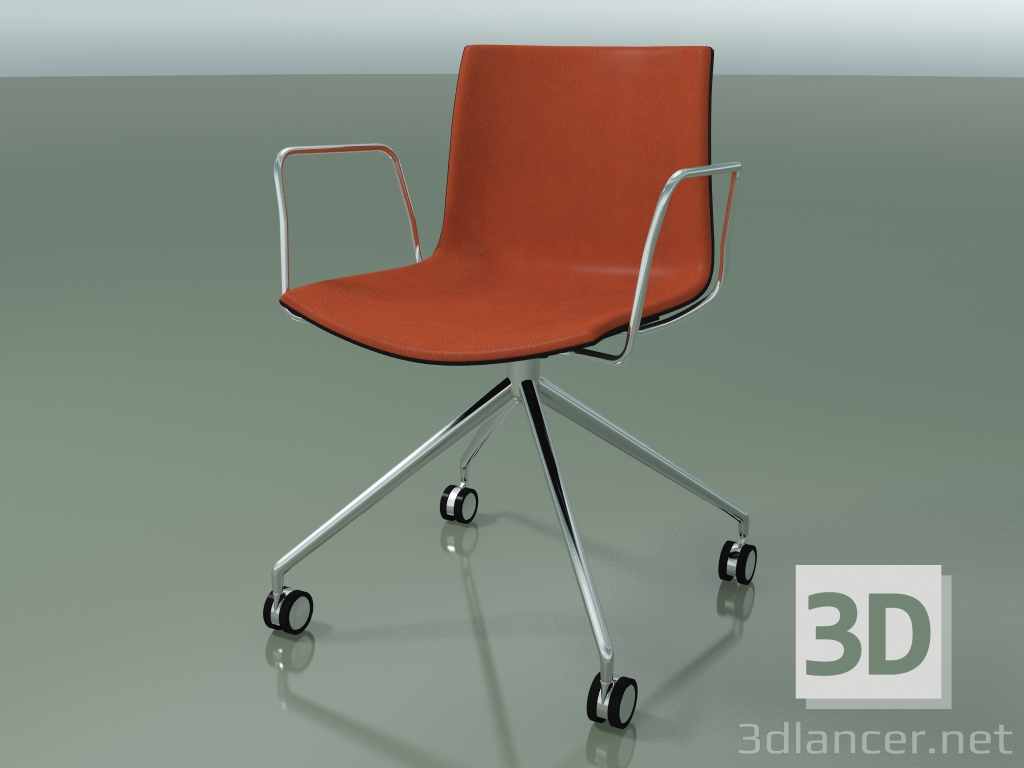 modèle 3D Chaise 0372 (4 roulettes, avec accoudoirs, LU1, avec garniture avant, polypropylène PO00109) - preview