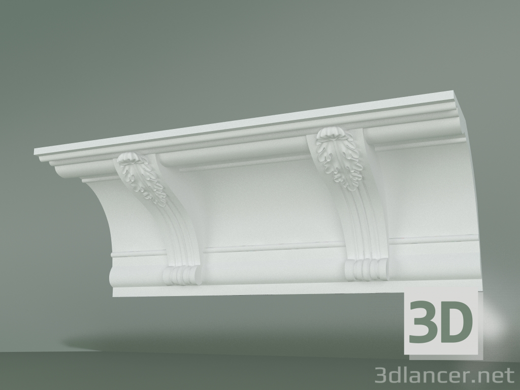 modello 3D Cornicione in gesso con ornamento КW016 - anteprima