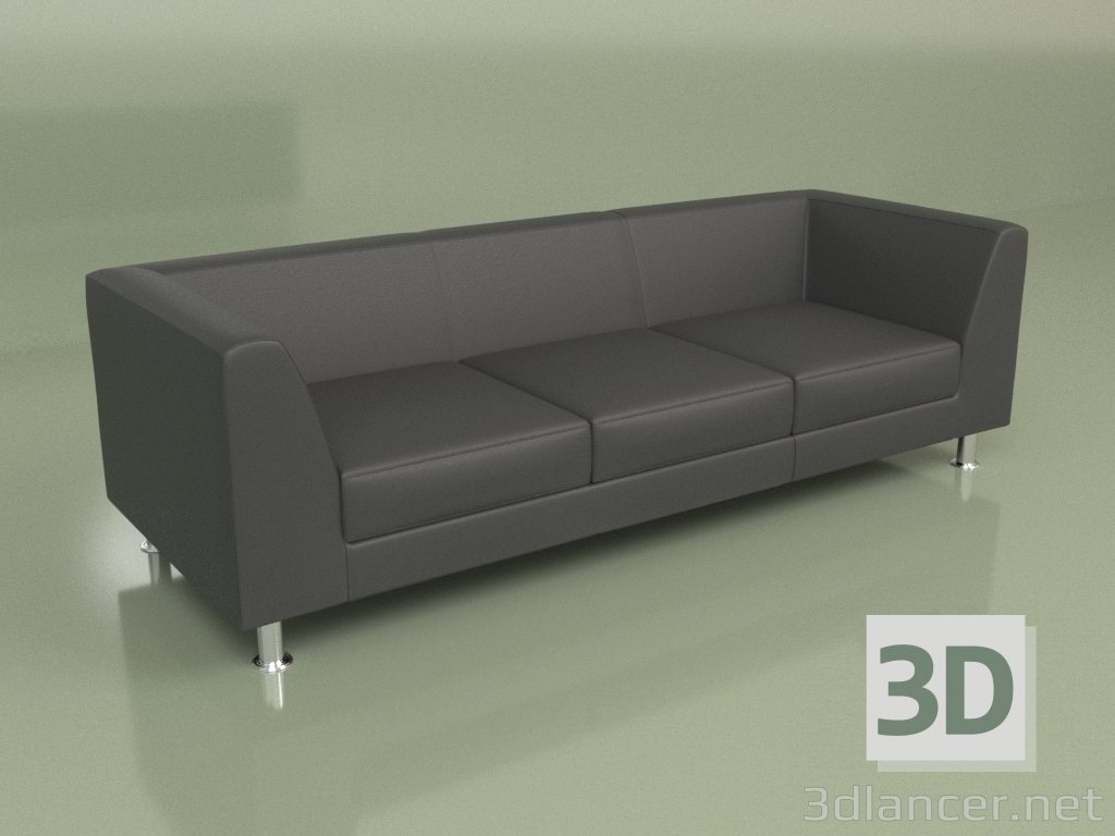 3D Modell Sofa Evolution 3-Sitzer (Schwarzes Leder) - Vorschau