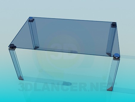 3d model Mesa de centro de vidrio con patas de cristal - vista previa