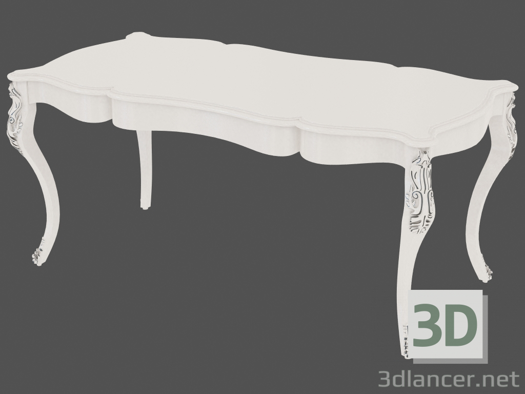 3d модель Стіл обідній з різьбленими вигнутими ніжками – превью