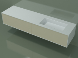 Washbasin with drawers (06UCA24D1, Bone C39, L 192, P 50, H 36 cm)