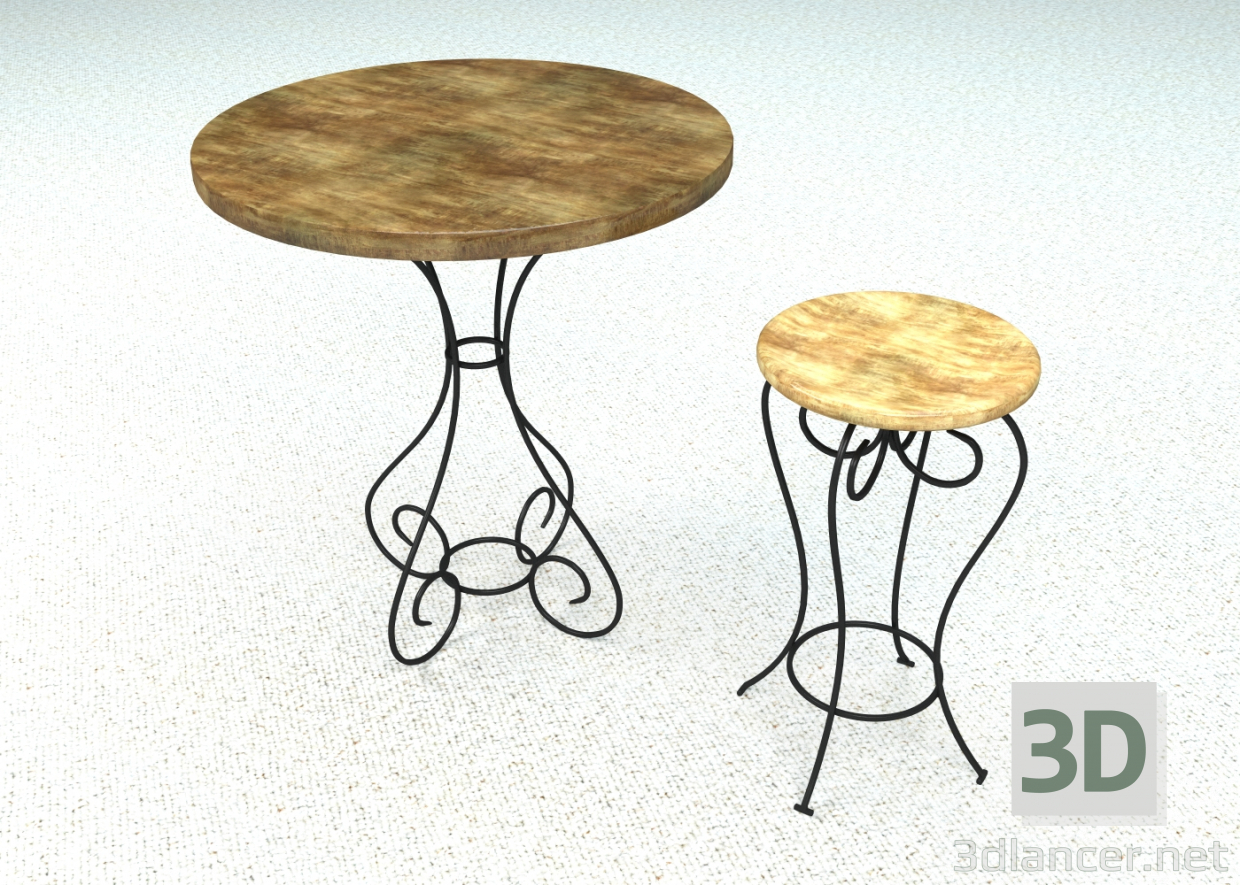 Mesa de bar con silla 3D modelo Compro - render