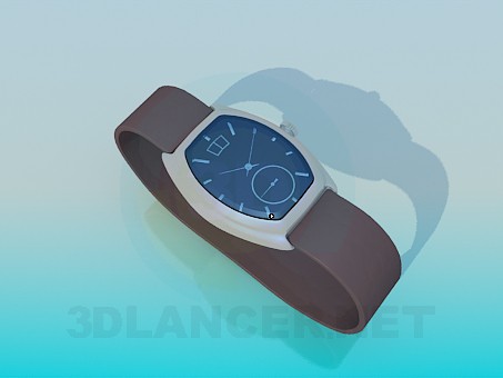 Modelo 3d Relógio de pulso masculino com pulseira de couro - preview