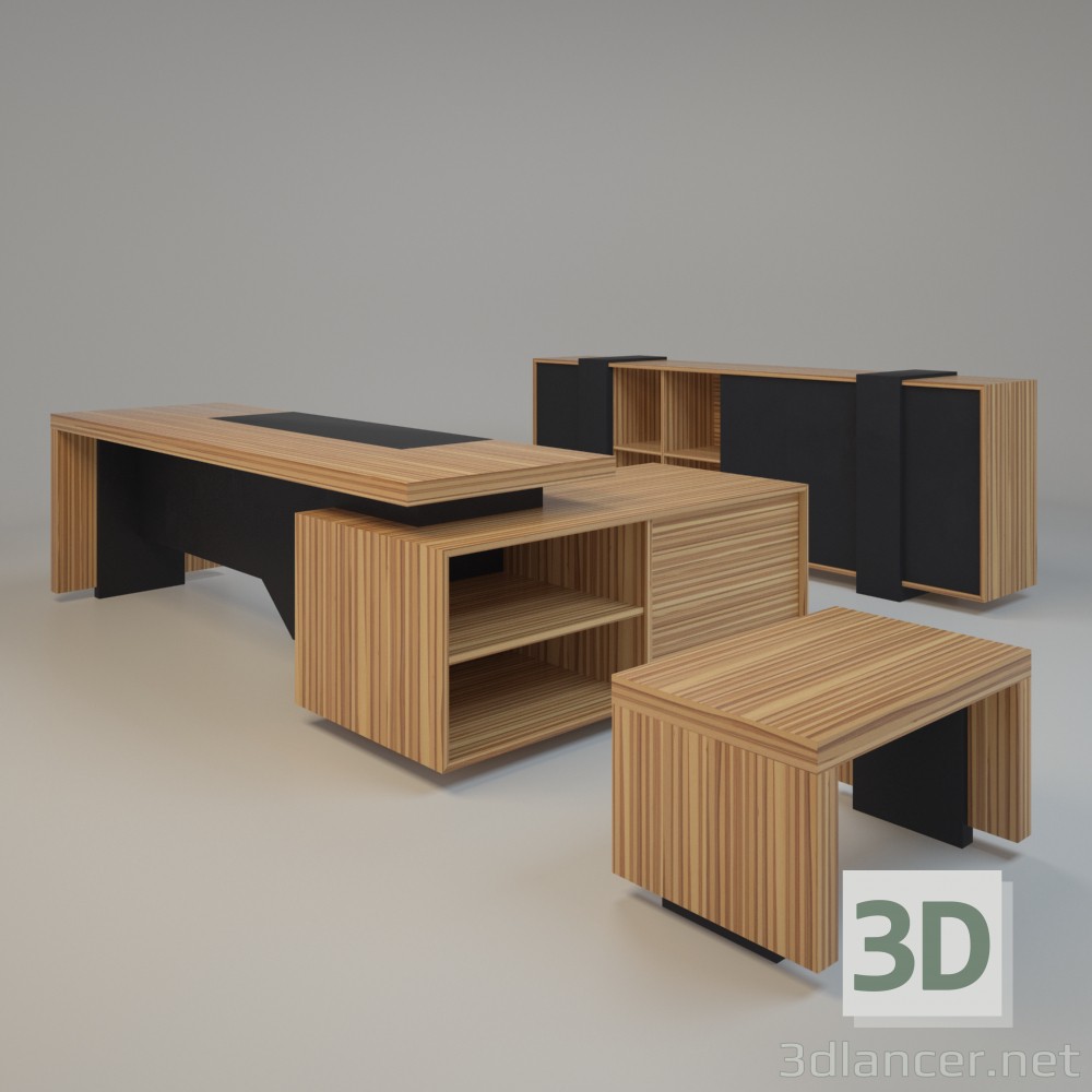 Modelo 3d A mobília no estudo - preview