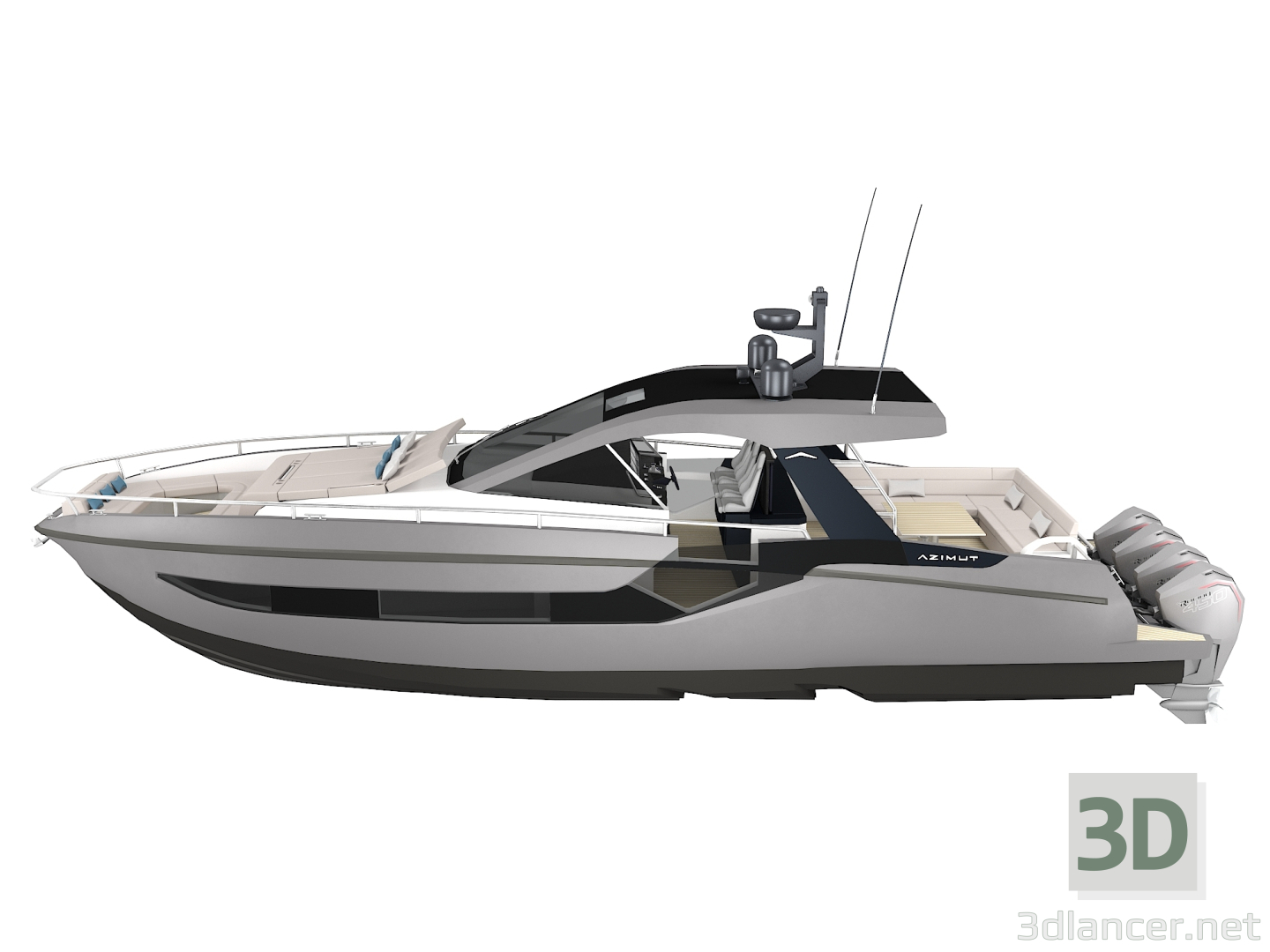 modèle 3D de Yacht à moteur Azimut Verve 47 acheter - rendu