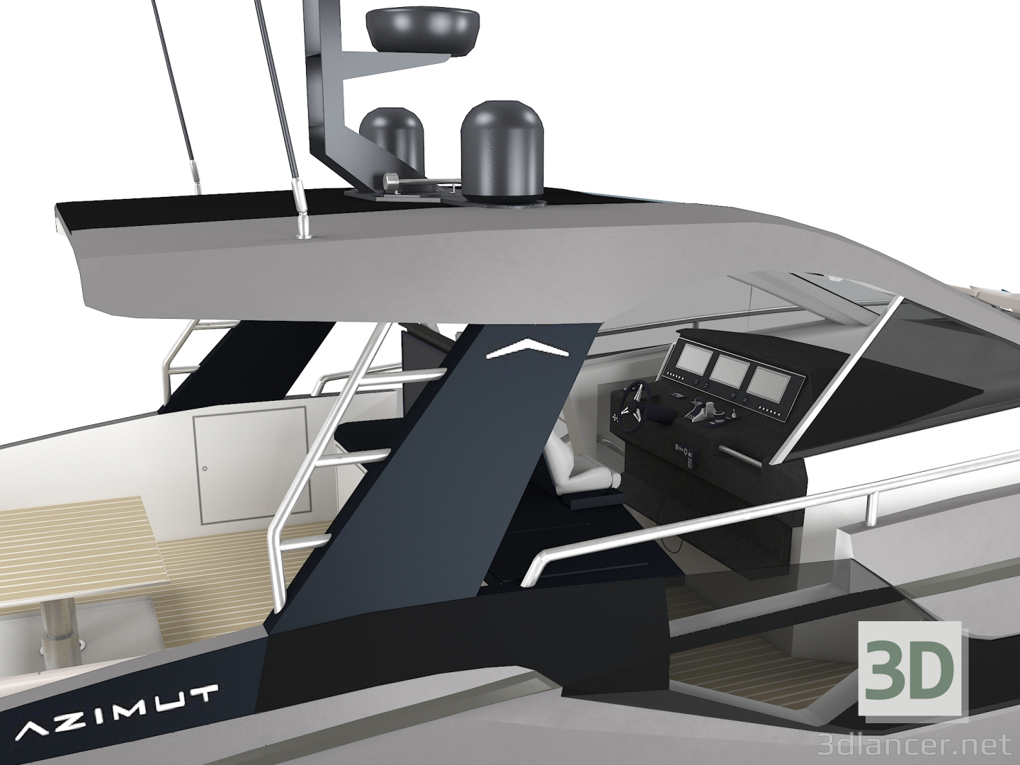 3d Моторная Яхта Azimut Verve 47 модель купить - ракурс