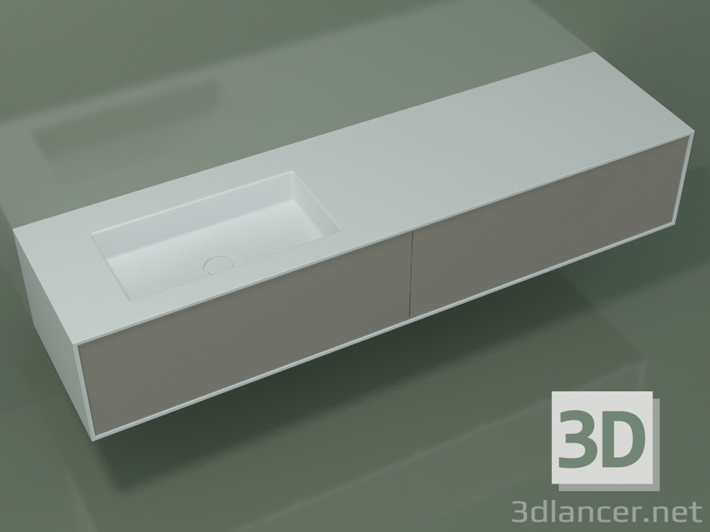 modèle 3D Lavabo avec tiroirs (06UCA24S1, Clay C37, L 192, P 50, H 36 cm) - preview