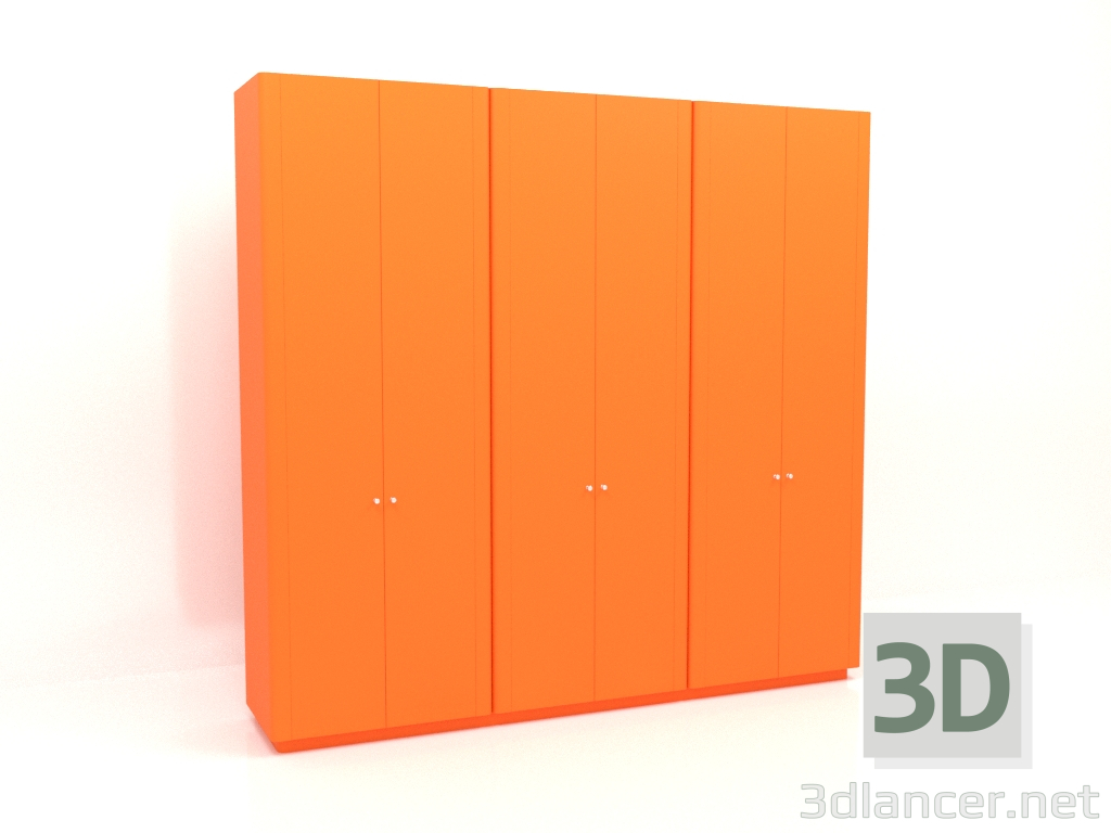 3d model Wardrobe MW 04 paint (3000x600x2850, luminous bright orange) - preview