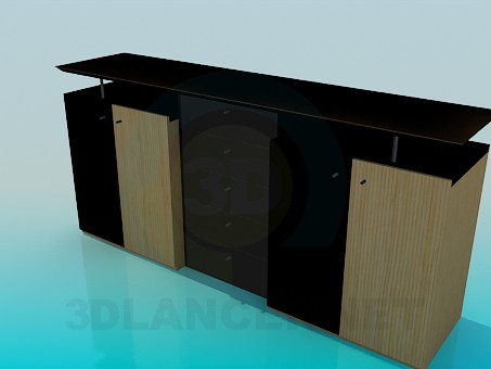 3D modeli TV ile oturma odasında dolap - önizleme