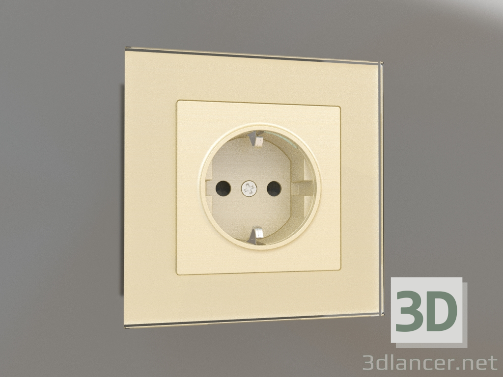 3d model Socket with grounding, curtains and lighting (champagne) - preview