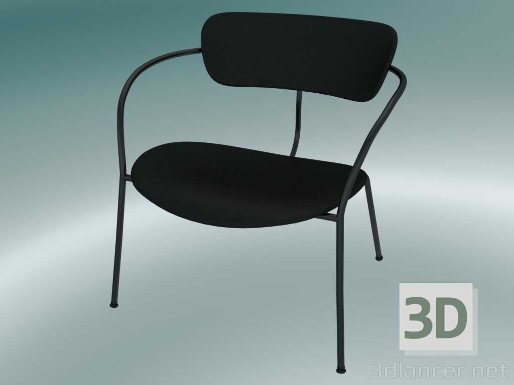 modello 3D Chair Pavilion (AV11, H 70cm, 65x69cm, Pelle - Seta nera) - anteprima