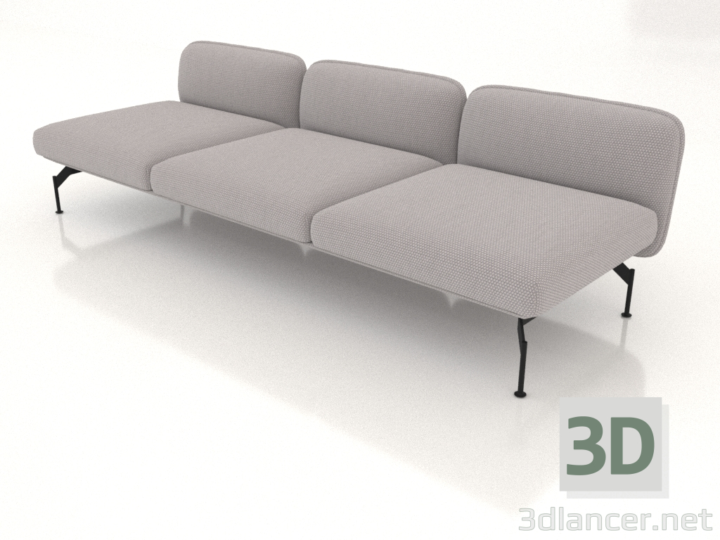 3 डी मॉडल सोफा मॉड्यूल 3 सीटें - पूर्वावलोकन