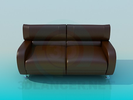 3d модель Коричневий шкіряний диван – превью
