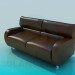 3d модель Коричневый кожаный диван – превью