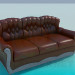 3d модель Кожаный диван на три секции – превью