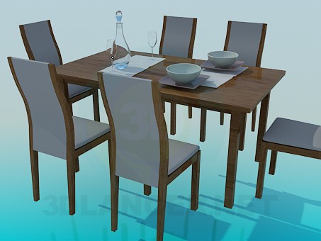 modello 3D Tavolo da pranzo per 6 persone - anteprima