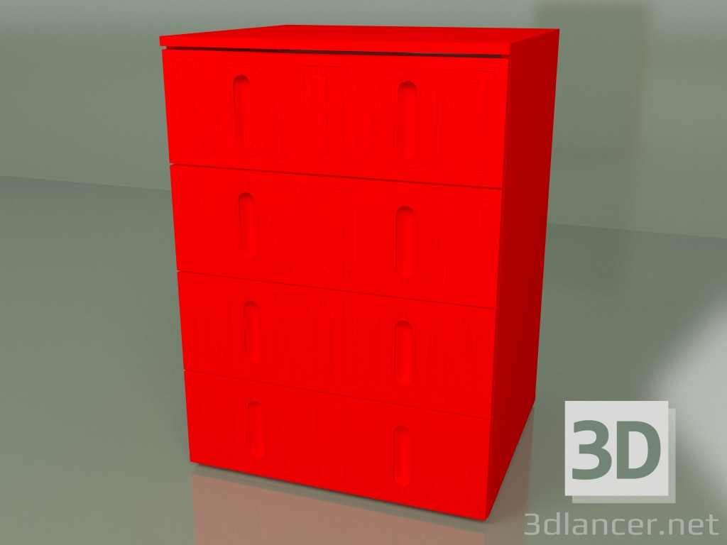 modèle 3D commode 4 tiroirs - preview