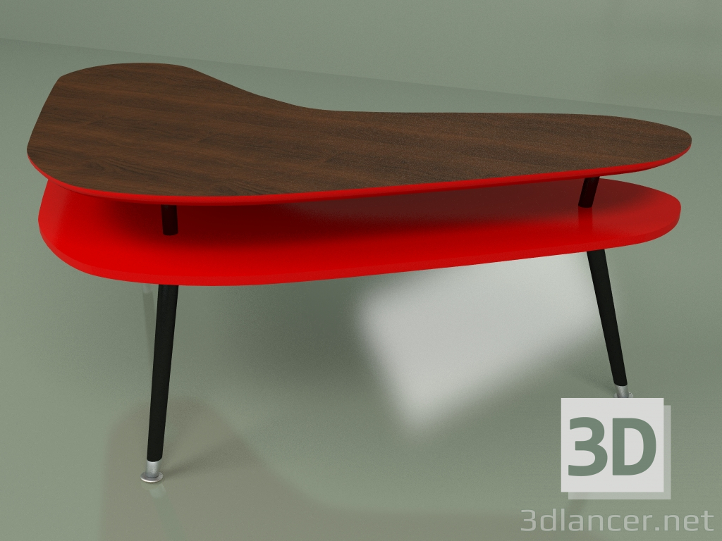 3d модель Столик кофейный Бумеранг (красный) – превью