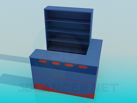 modello 3D Reception con scaffalature - anteprima