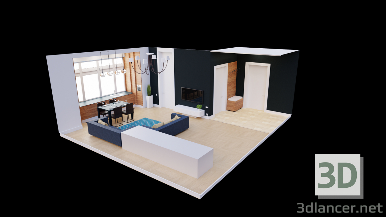 3d Guest Room model buy - render