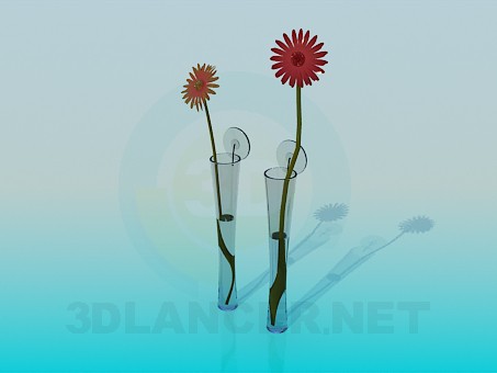 3d model Narrow flower vases - preview
