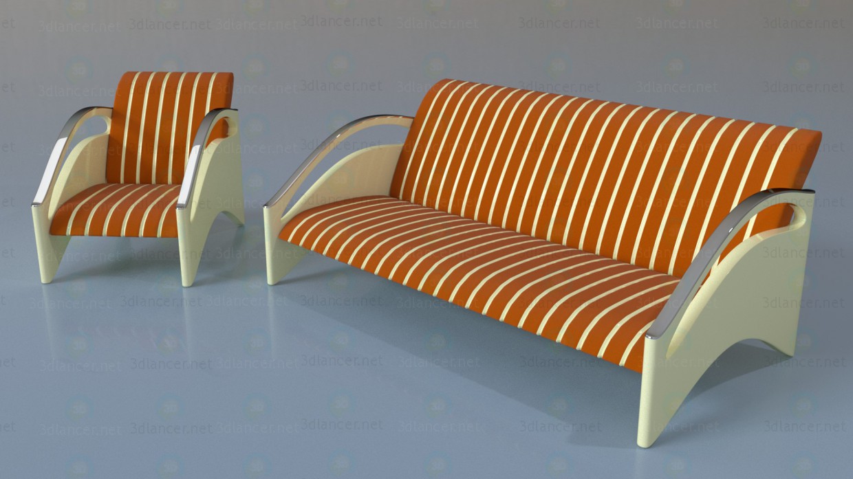 Un conjunto de muebles tapizados 3D modelo Compro - render