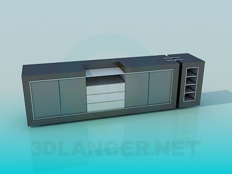 modello 3D Lungo stand-TV - anteprima