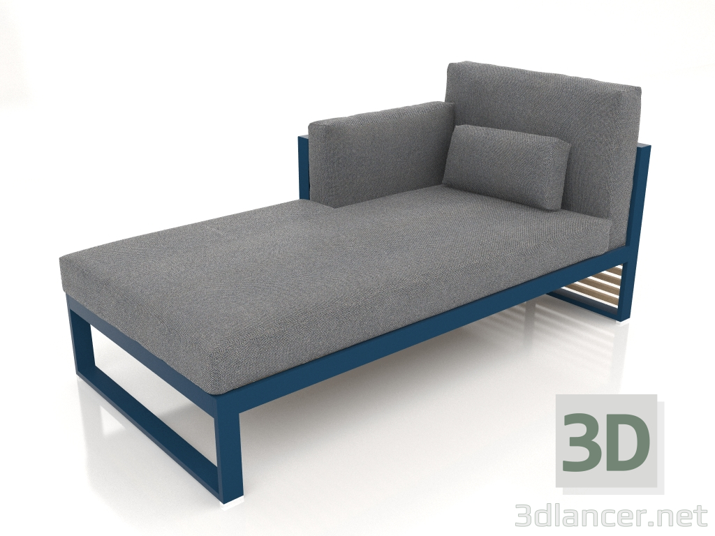 modèle 3D Canapé modulable, section 2 gauche, dossier haut (Gris bleu) - preview