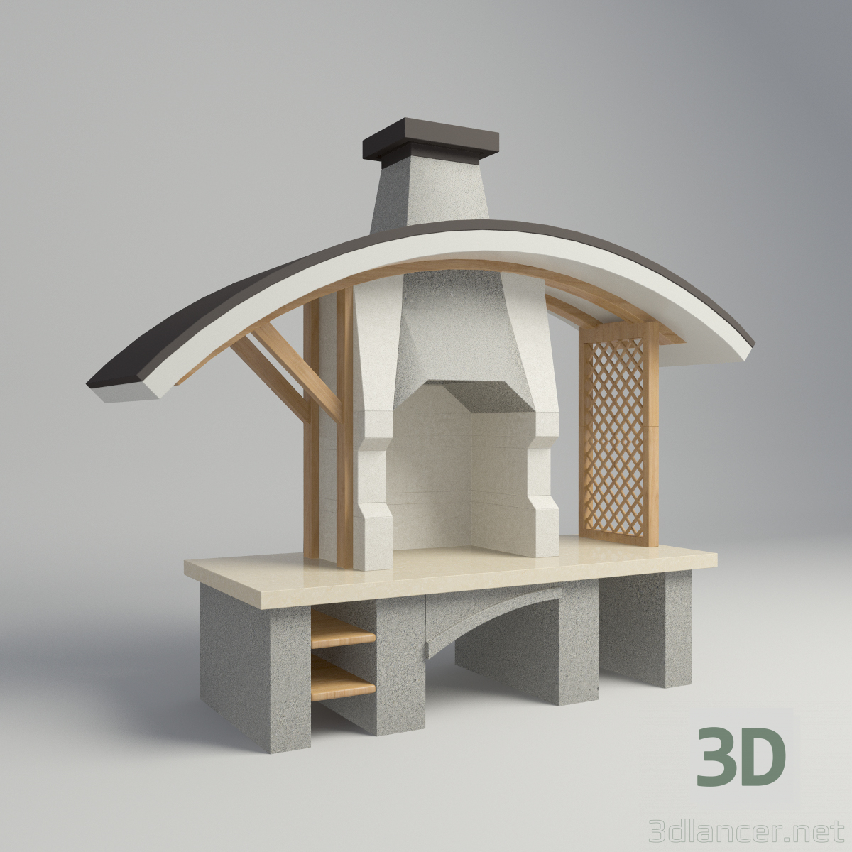3D modeli barbekü - önizleme