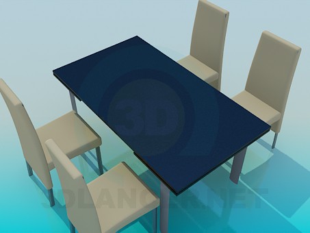 Modelo 3d Conjunto de mesa e cadeiras - preview