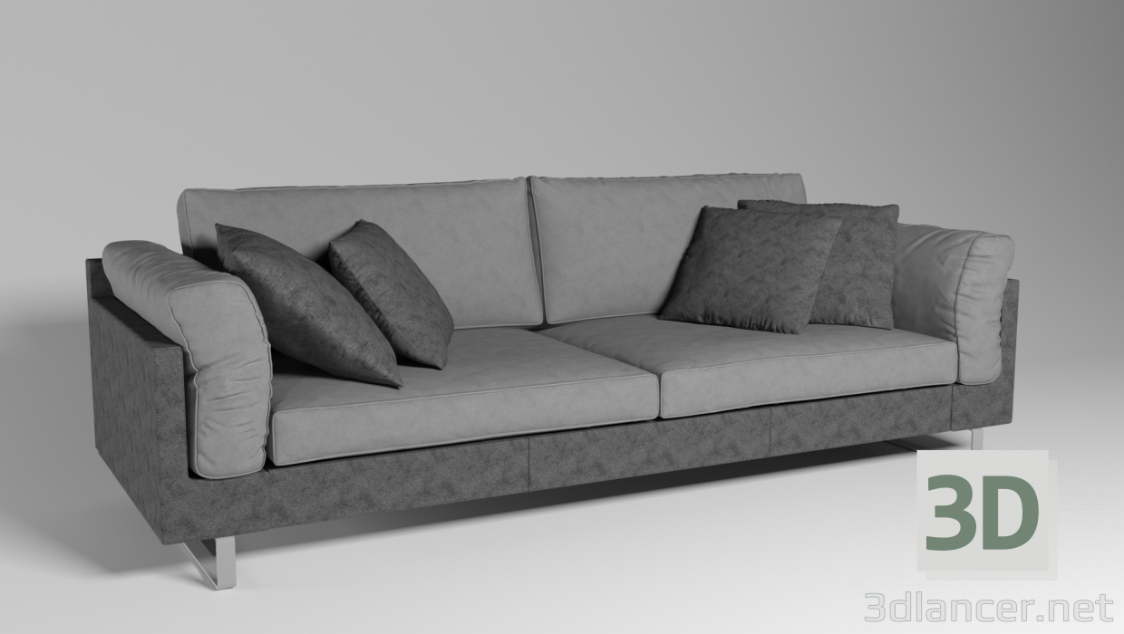 modello 3D di Divano - divano con cuscini comprare - rendering