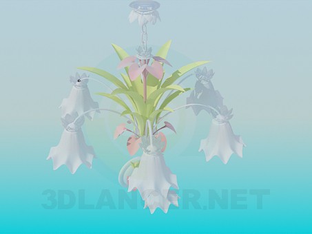 3d model Delicada lámpara con aplique de la flor y - vista previa