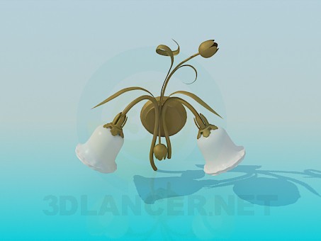 3D Modell Wandleuchte mit Tulpen - Vorschau