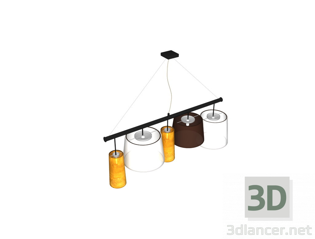 modello 3D 5 paralumi sospesi - anteprima