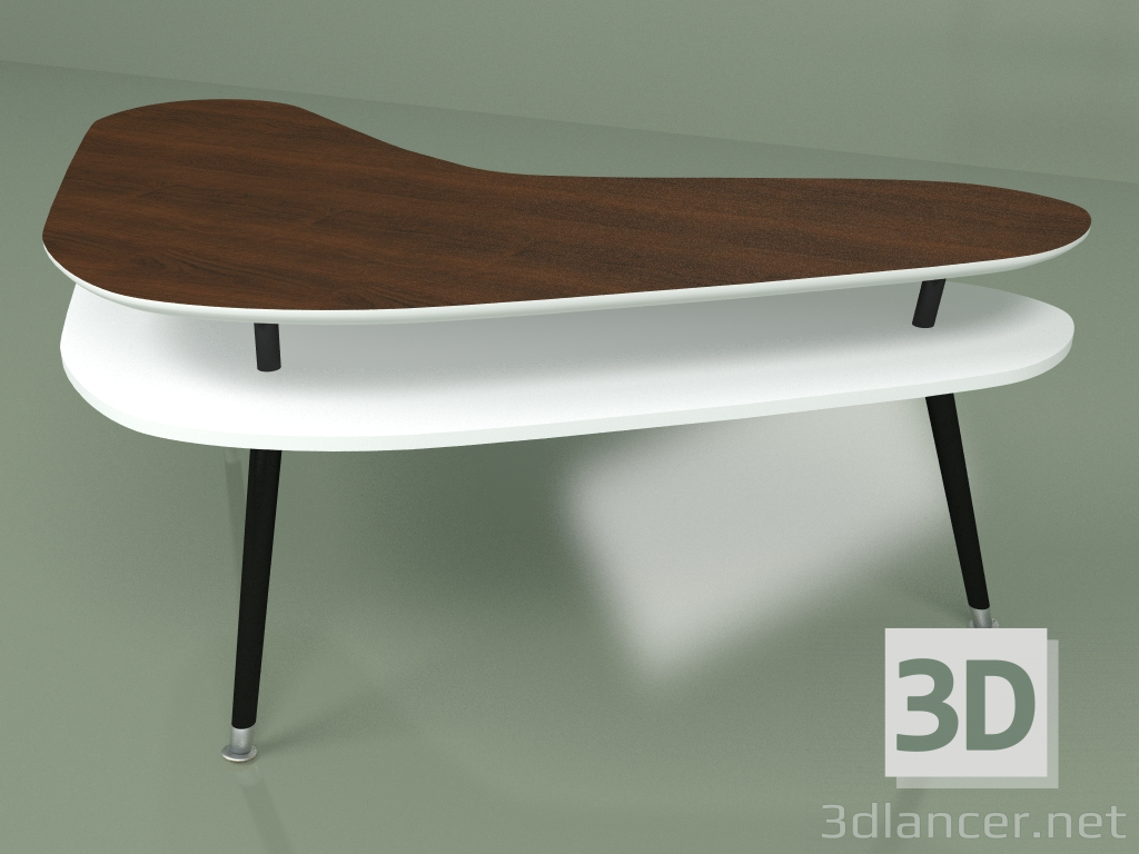 modello 3D Tavolino Boomerang (bianco) - anteprima