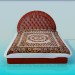 3D Modell Bett mit weichen Kopfende des Bettes - Vorschau