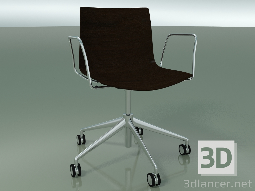 Modelo 3d Cadeira 0352 (5 rodas, com braços, LU1, sem estofo, wenge) - preview