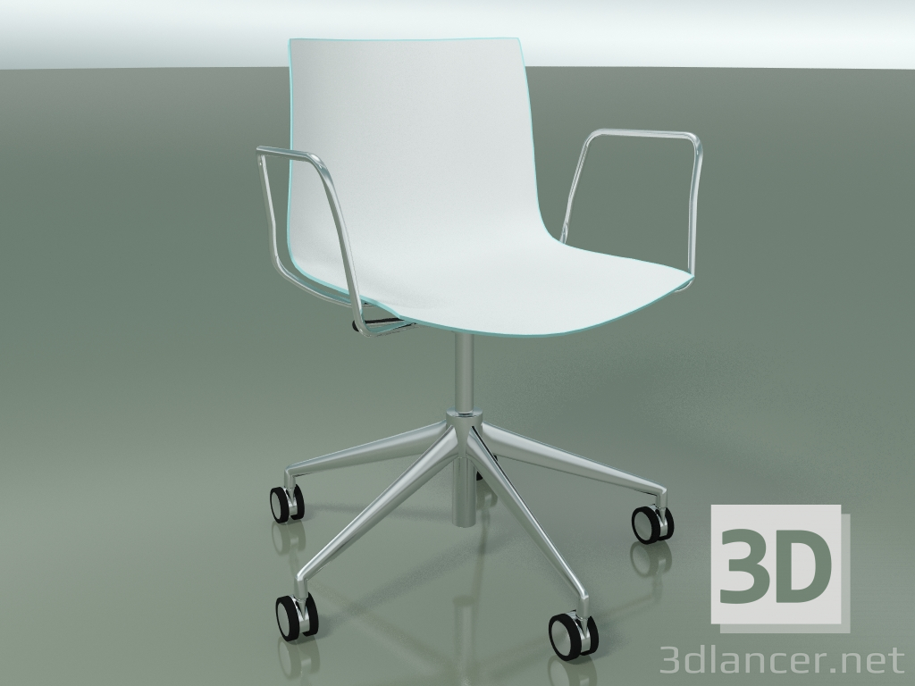 modèle 3D Chaise 0380 (5 roues, avec accoudoirs, LU1, polypropylène bicolore) - preview