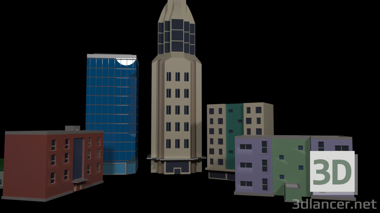 modello 3D di Città bassa poli comprare - rendering