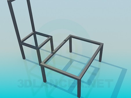 3d модель Столик со стулом в комплекте – превью