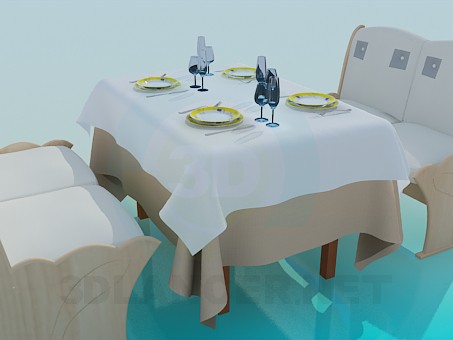 3d модель Столик у ресторані – превью
