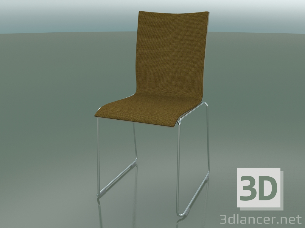 modello 3D Sedia con schienale alto su slitta, con rivestimento in tessuto (108) - anteprima