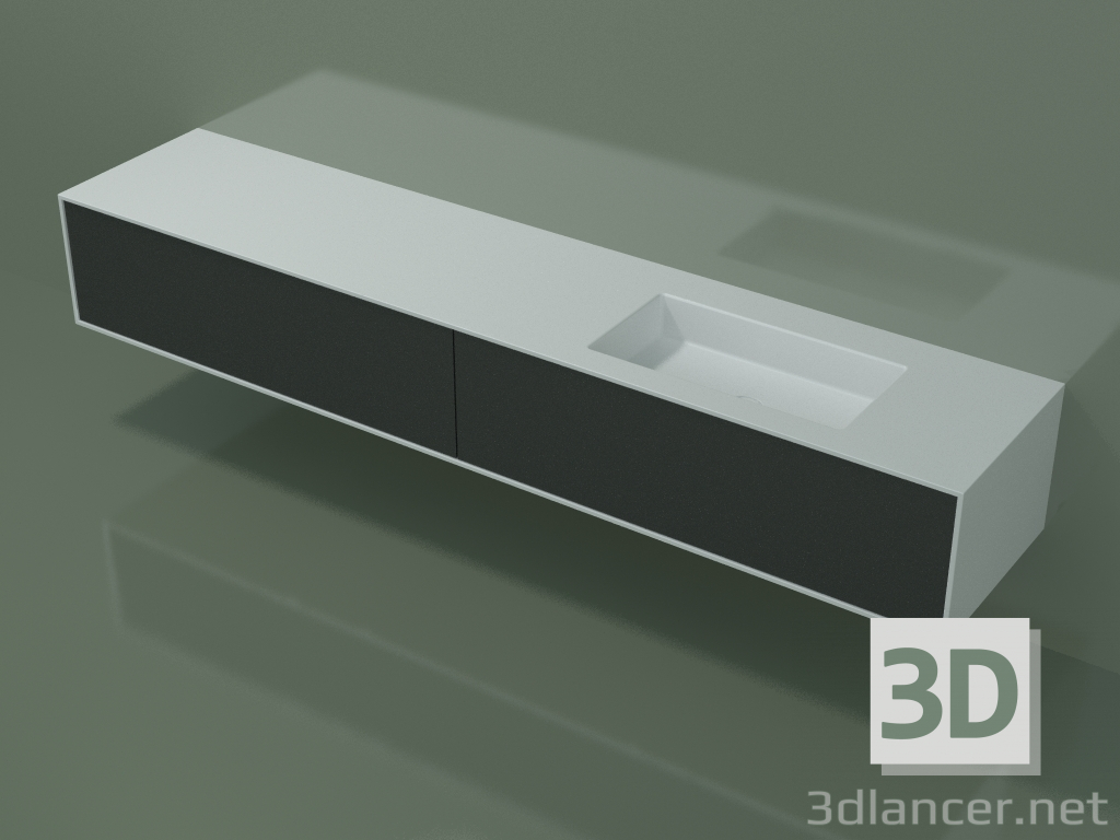 3D Modell Waschbecken mit Schubladen (06UCÂ24D1, Deep Nocturne C38, L 240, P 50, H 36 cm) - Vorschau