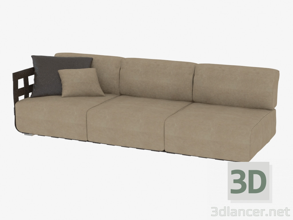 3d model Triple sofa without sidewall Braid (272) - preview