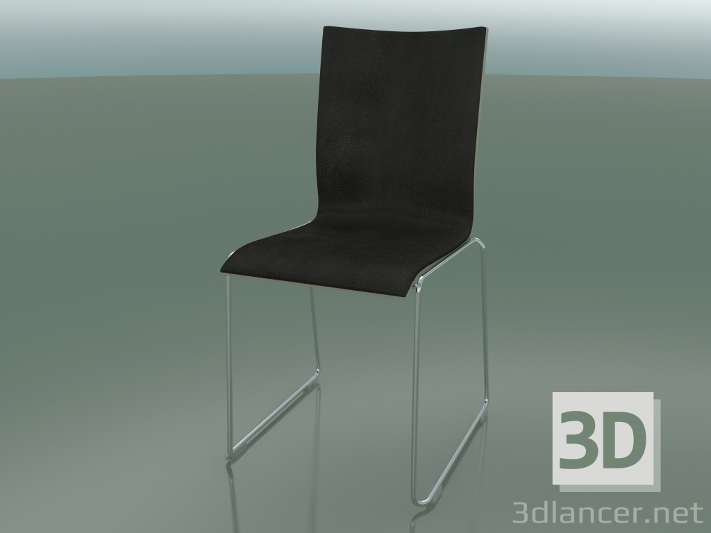 3D Modell Stuhl mit hoher Rückenlehne auf Schlitten, mit Lederausstattung (108) - Vorschau