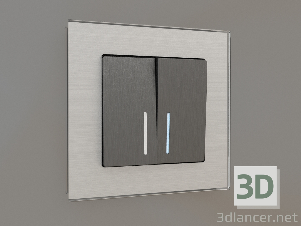 3d model Two-gang switch with backlight (corrugated graphite) - preview